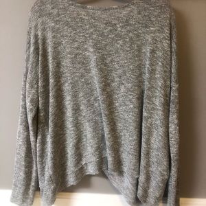 Grey high neck split back sweater